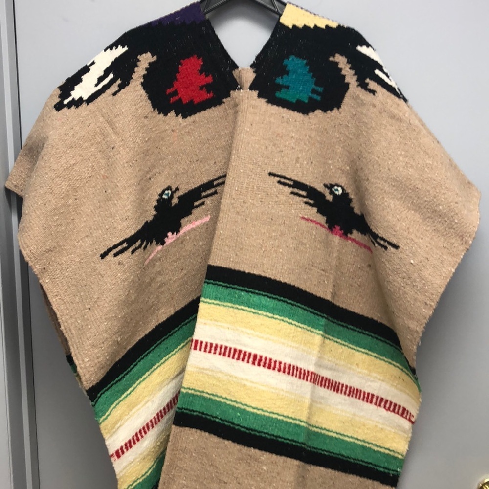 Hand woven blanket poncho